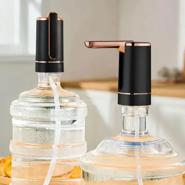 Dispensador de agua automático elegante y compacto. Bomba portátil recargable para botellas en hogar, oficina o viaje.