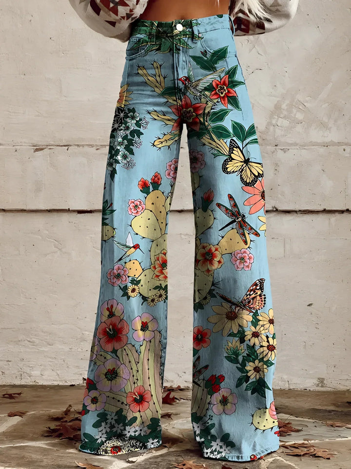 Jeans acampanados clásicos para mujer, pierna ancha. Ropa casual con estilo setentero.