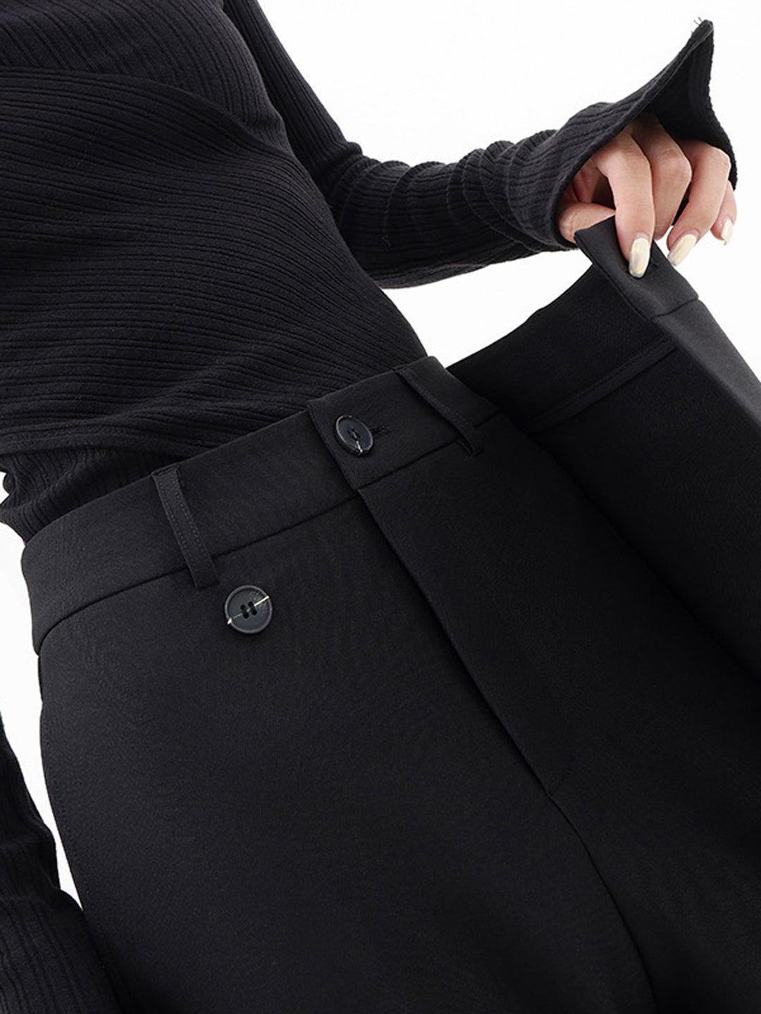 Pantalón fluido casual para mujer, pierna ancha, diseño cruzado, cómodo y transpirable.
