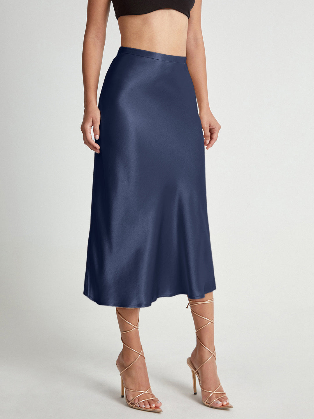 Falda midi de satén brillante para mujer, aporta un toque lujoso a tu atuendo formal. Comodidad asegurada.