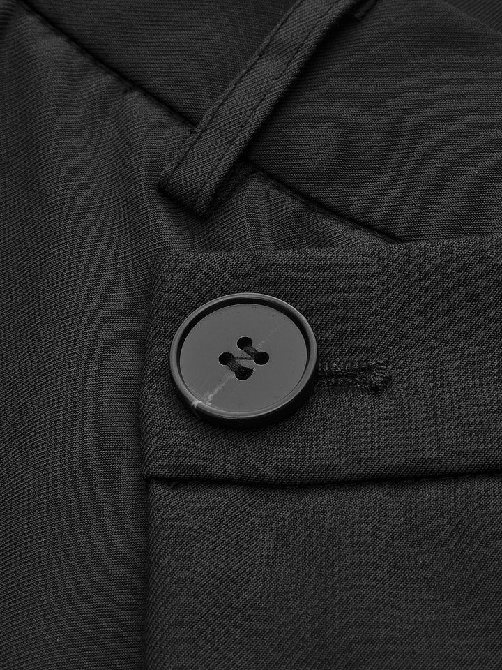 Pantalón fluido negro de mujer, pierna ancha, diseño cruzado, ropa elegante de moda.