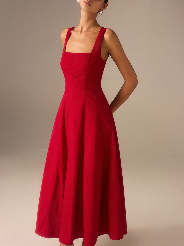 Vestido maxi de verano con espalda ajustable para mujer. Ideal para un look fresco y casual.