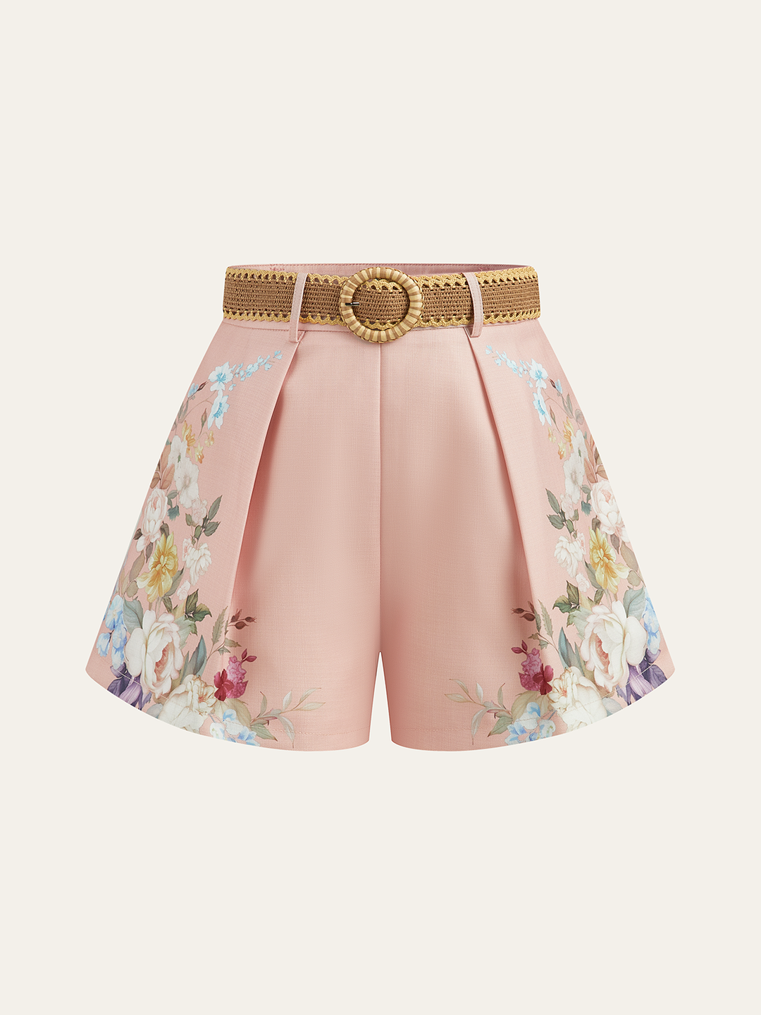 Pantalones cortos de talle alto con estampado floral para mujer, perfectos para verano y estilo casual.