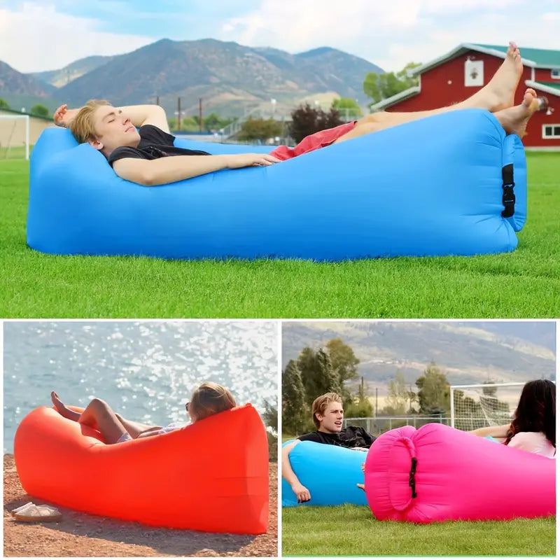 Tumbona hinchable unisex para jardín. Perfecta como colchón portátil para relajación en exteriores.