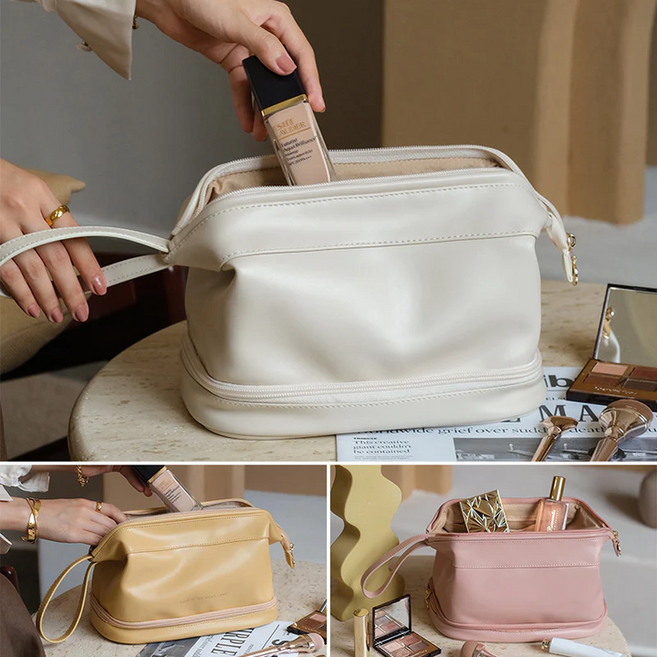 Neceser de viaje de alta capacidad de PU. Guarda todo tu maquillaje y accesorios de belleza de mujer.