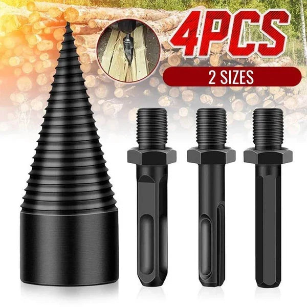 Astillador de leña universal para taladro, broca de acero carbono duradera para partir madera, hogar y exteriores.