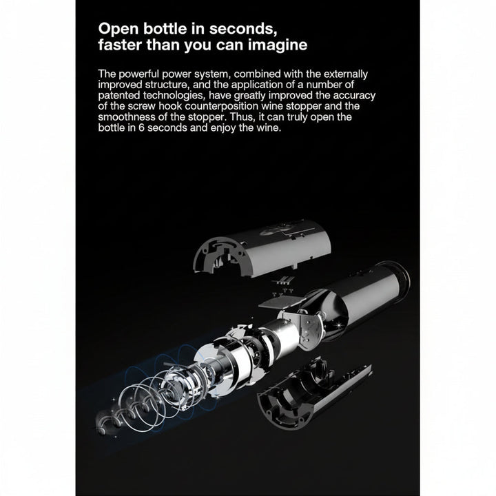 Descorchador eléctrico de vino, apertura rápida y fácil de botellas, accesorio esencial.