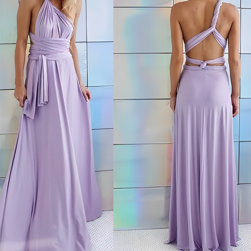 Vestido largo con espalda cruzada para fiesta, estilo sensual, perfecto para graduaciones.