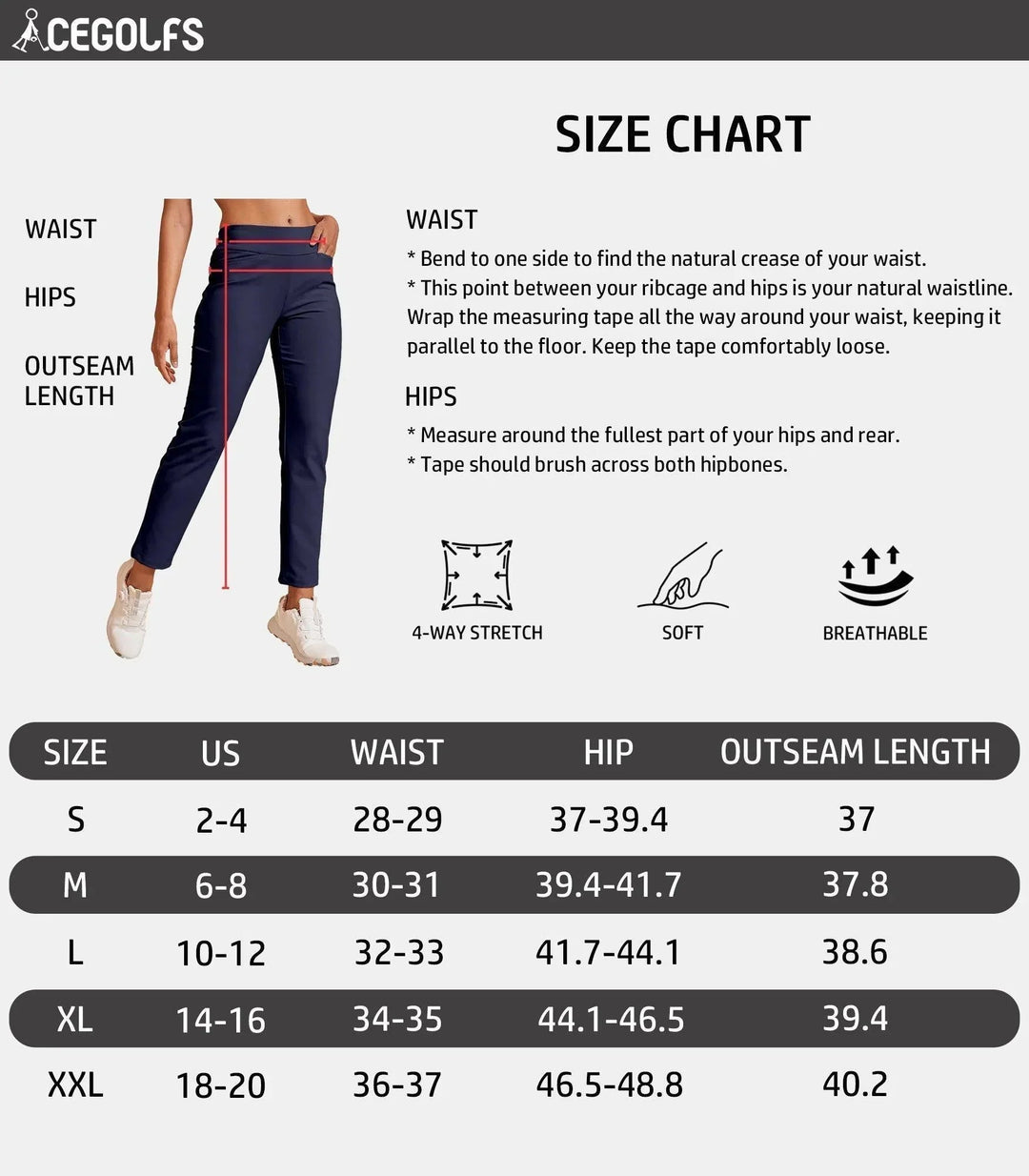 Pantalones cómodos de mujer, rectos y elásticos, con bolsillos laterales.