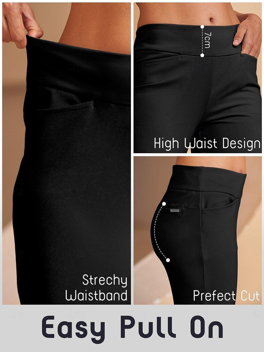 Ropa de primavera/verano: pantalones rectos de mujer, elásticos y con bolsillos.