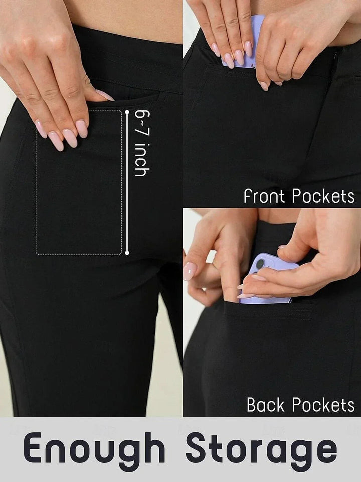 Pantalones de mujer estilo recto, elásticos, cómodos y con bolsillos prácticos.