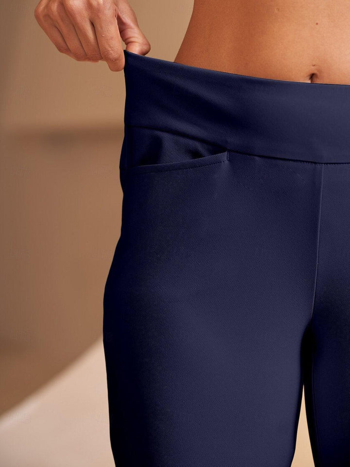Pantalones de mujer casuales, rectos, elásticos y con bolsillos versátiles.