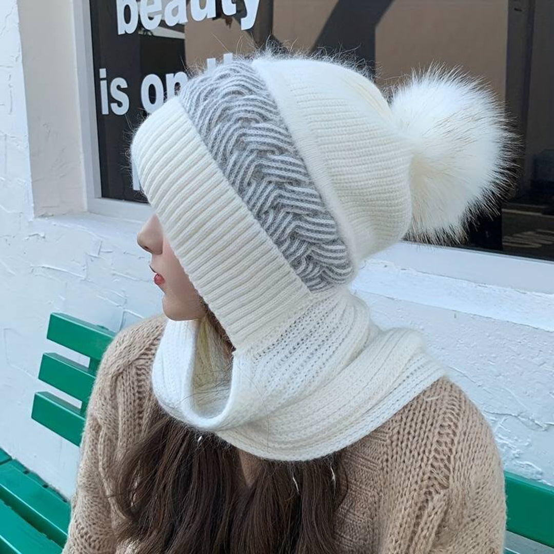 Set de gorro y bufanda de acrílico suave, cálido y elegante para mujer, accesorio de moda ideal para protección en invierno.