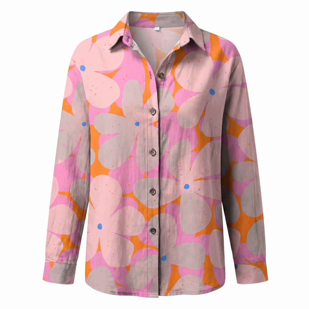 Blusa de mujer con estampado floral y bordado, manga larga, para primavera. Ropa cómoda femenina.