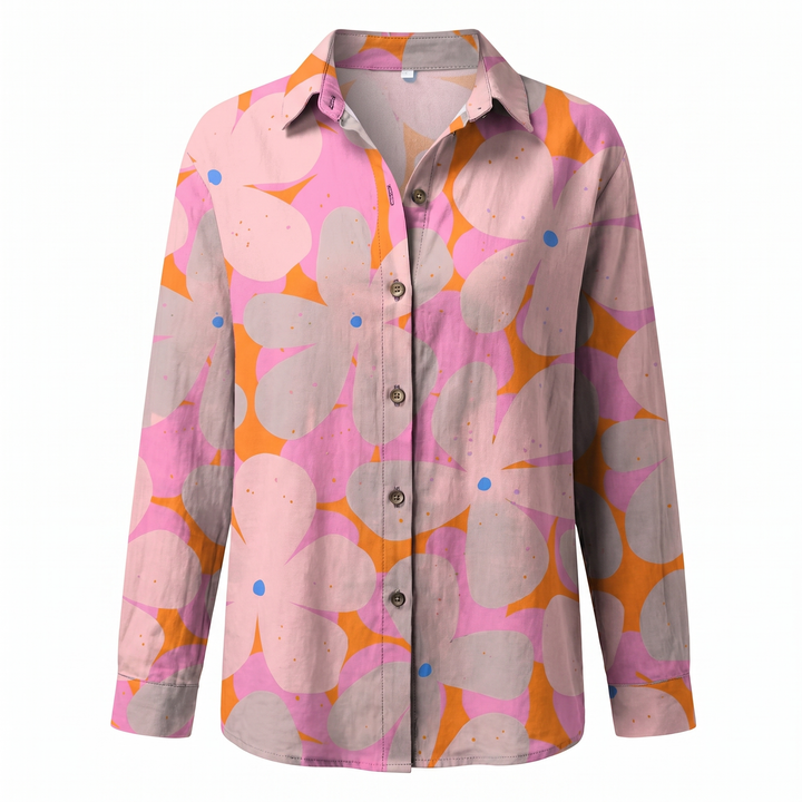 Blusa de mujer con estampado floral y bordado, manga larga, para primavera. Ropa cómoda femenina.