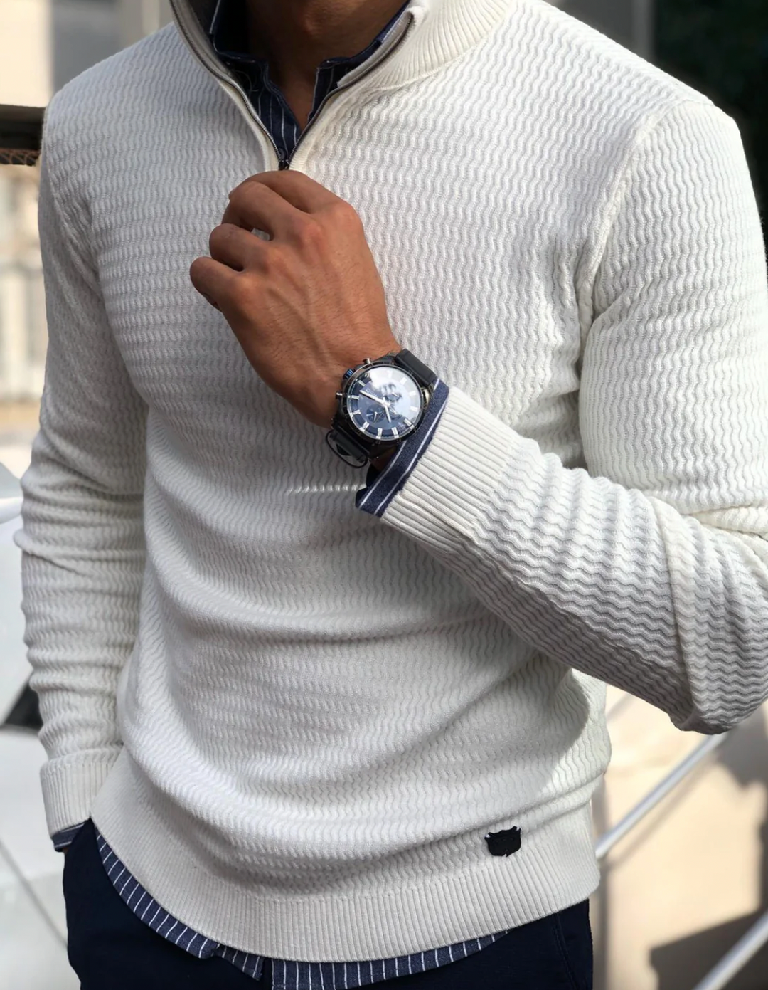 Jersey de hombre ROCCO cálido y cómodo con cremallera. Perfecto para atuendos diarios y moda masculina de invierno.