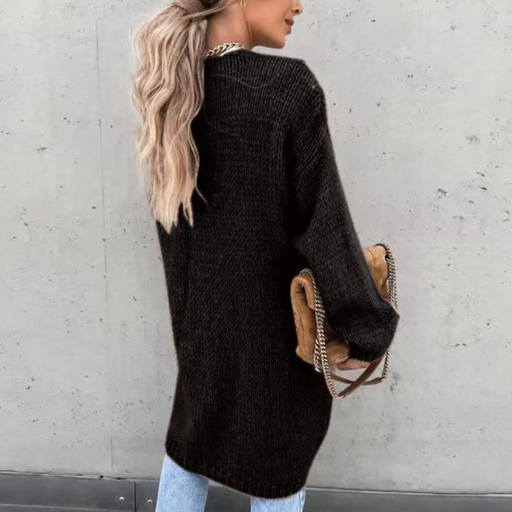 Prenda cárdigan largo mujer, moda otoño-invierno. Estilo elegante y casual a la vez.