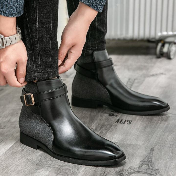Moda masculina: botines elegantes negros para invierno, estilo versátil.