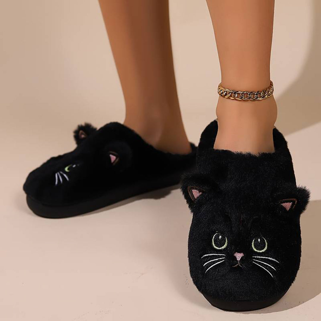 Zapatillas de casa de mujer, estilo gato, muy confortables y acogedoras, perfectas para el frío en casa.