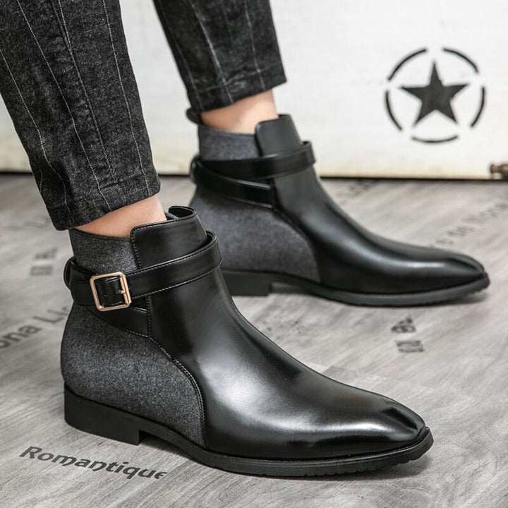Botines casuales de hombre en cuero sintético marrón, confort duradero.
