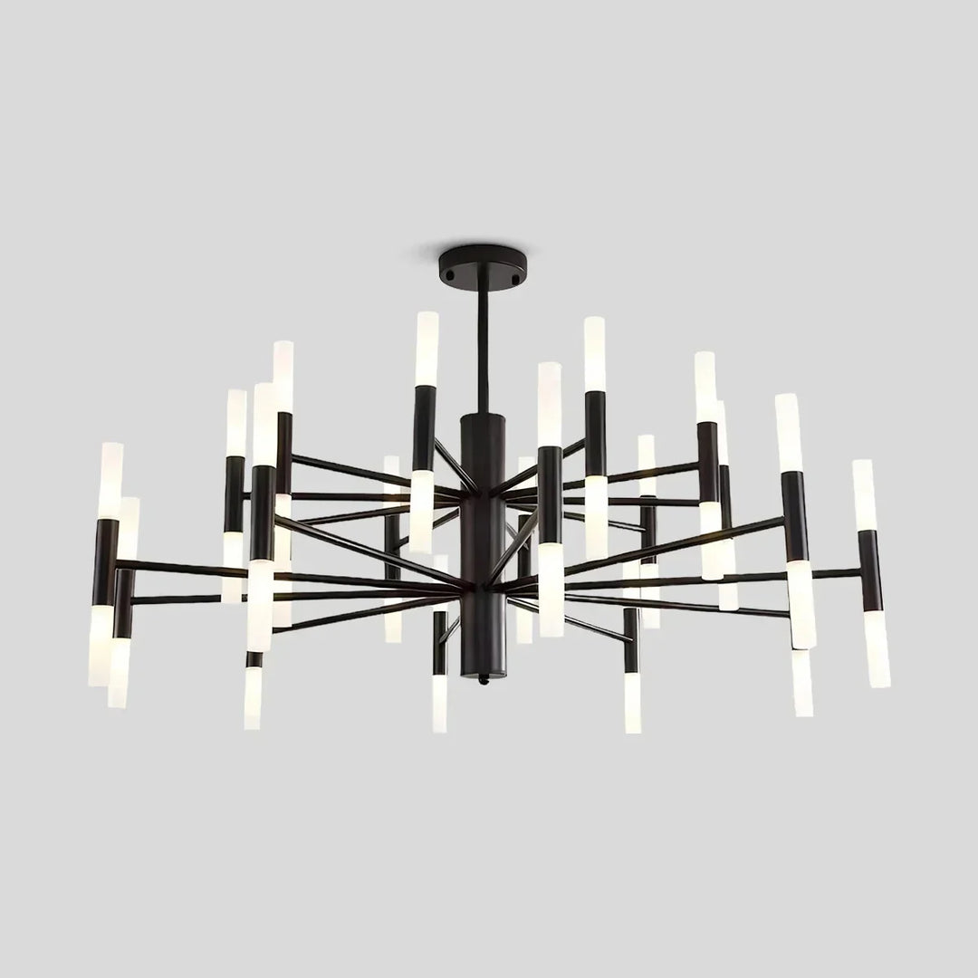 Araña de techo circular, diseño moderno con iluminación LED para comedor o sala.