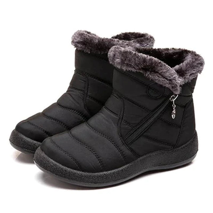 Botas de invierno cómodas para mujer, cuero sintético elegante y suela antideslizante.