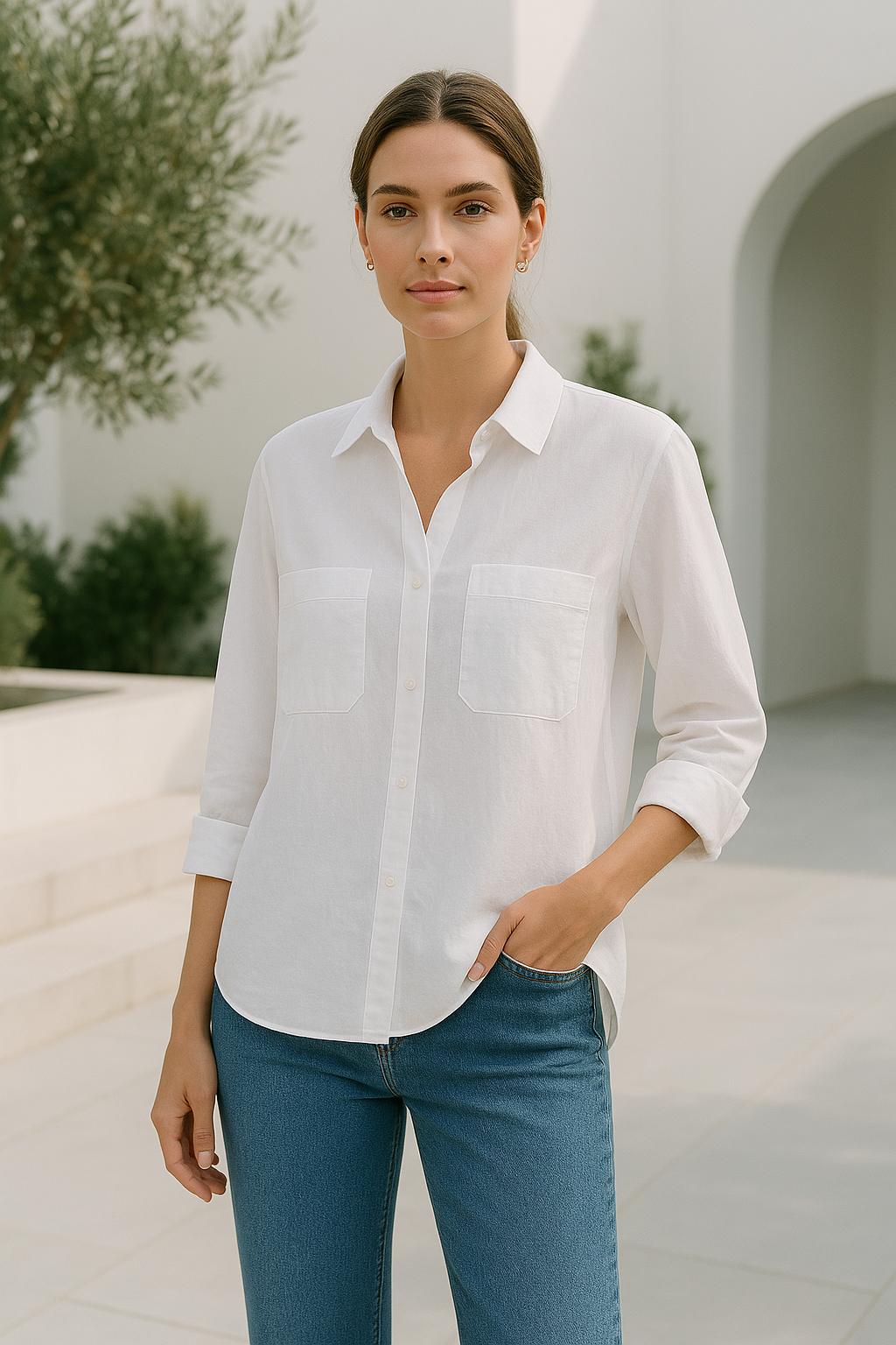 Blusa de mujer holgada de manga larga, ideal para moda casual de primavera-verano.