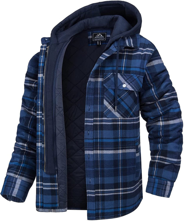 Chaqueta de invierno para hombre, a cuadros, con capucha. Abrigo casual con cremallera, ideal para el frío otoñal.