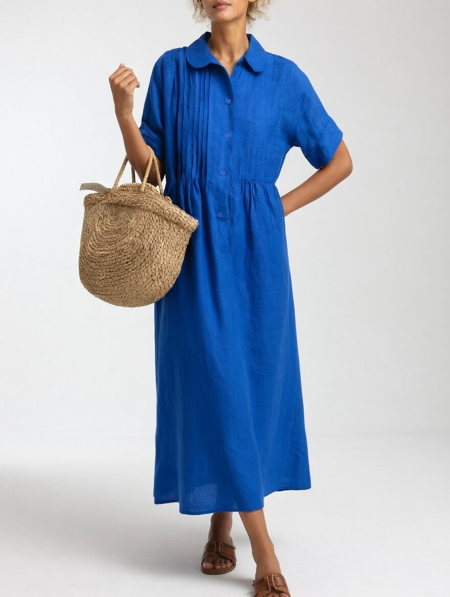 Vestido camisero largo fluido, perfecto como maxi vestido de playa o para un look veraniego casual.