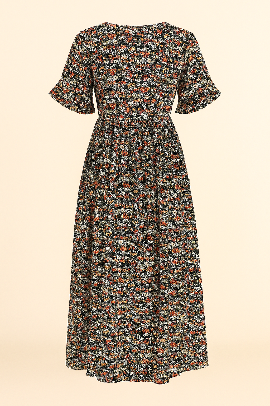 Vestido floral midi para mujer, ideal para verano. Diseño vibrante y casual, perfecto para invitadas boho.