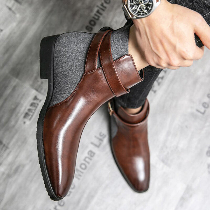 Botines elegantes para hombre, disponibles en negro y marrón, moda invernal.