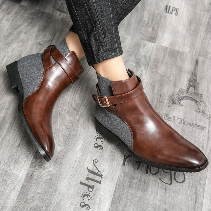 Calzado casual/formal: botines marrones de cuero sintético, moda duradera.