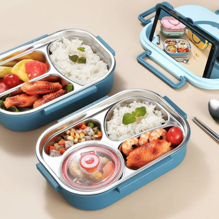 Fiambrera térmica de acero inoxidable, sin derrames, para llevar alimentos frescos y calientes.