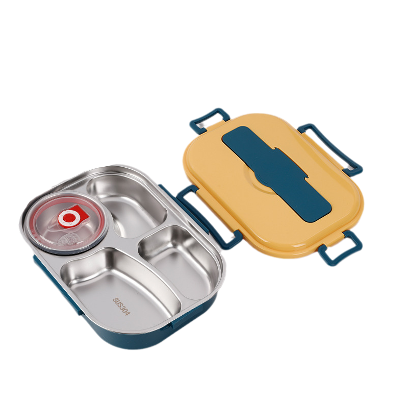 Caja térmica bento de acero inoxidable, ideal para comida portátil y segura, sin derrames.