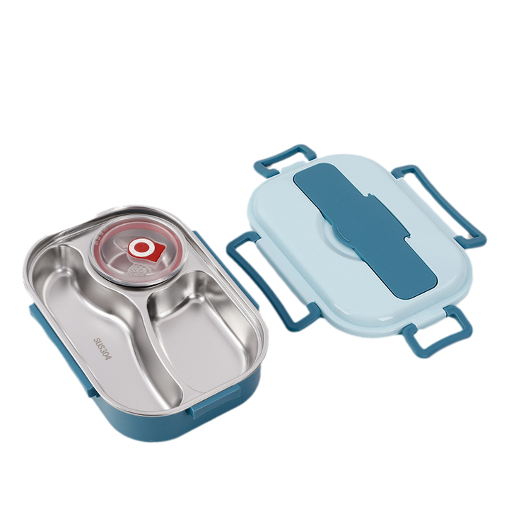 Fiambrera de acero inoxidable térmica, con compartimentos para llevar tu comida al trabajo o escuela.