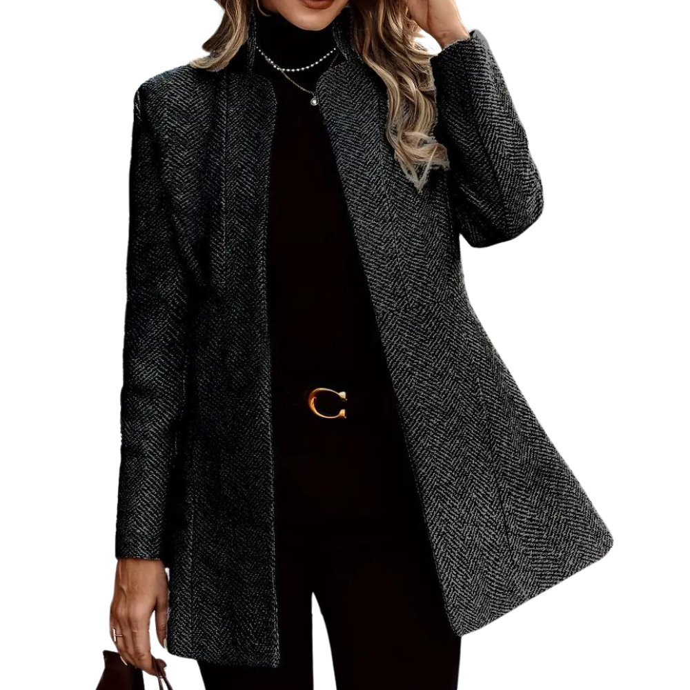 Blazer negro formal para mujer, moda de oficina chic, perfecto para un look profesional y moderno.