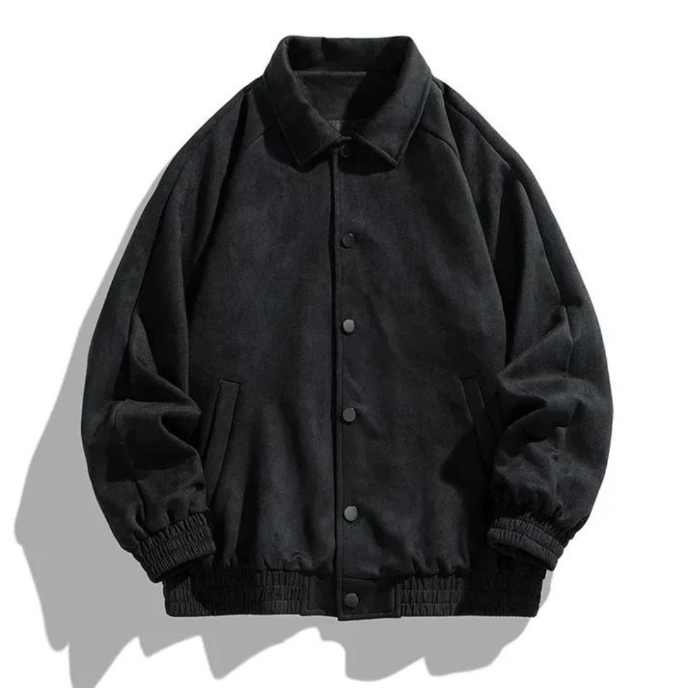 Moda masculina: chaqueta bomber oversize con botones, un clásico moderno para el estilo casual exterior.