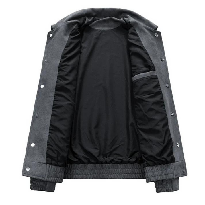 Bomber masculina oversize con botones, estilo moderno y cómodo, perfecta para un look casual de otoño-primavera.