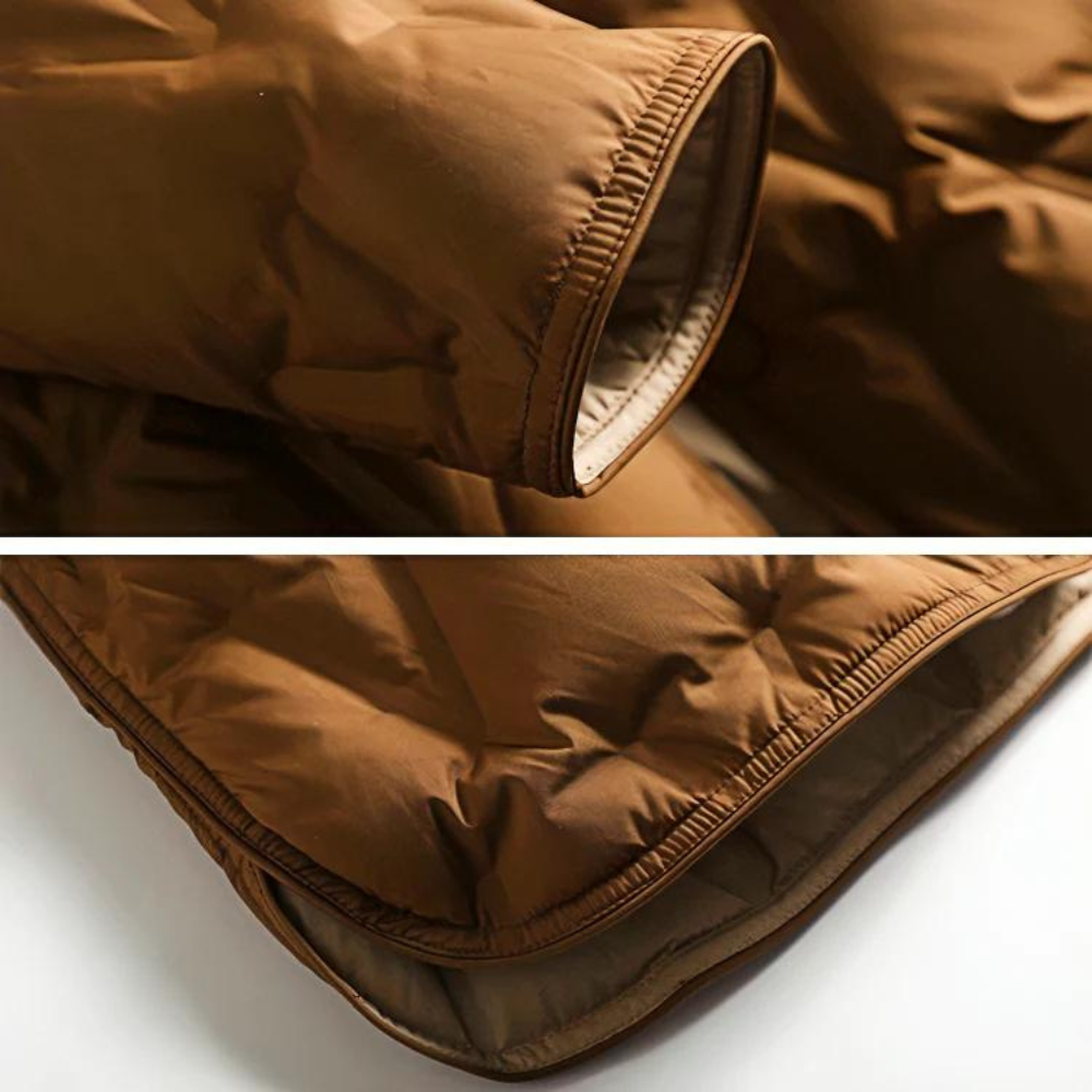 Abrigo acolchado elegante para mujer. Chaqueta cálida de invierno, moda y estilo garantizados.