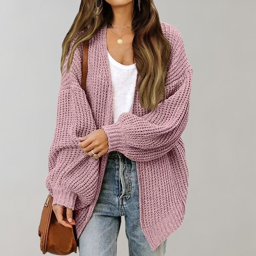 Cárdigan de punto grueso para mujer, estilo casual y cálido, moda de invierno, ropa cómoda y chic.