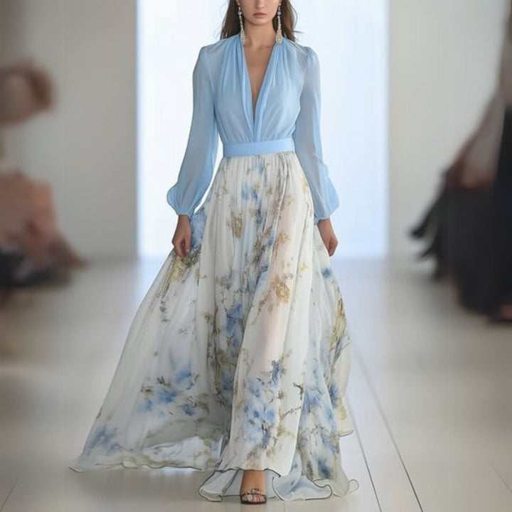 Maxivestido floral elegante para mujer, ideal para verano, playa o fiesta. Tejido fluido y cómodo.