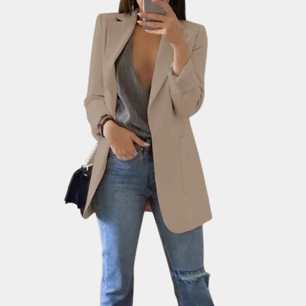 Blazer versátil de mujer con encaje para oficina o casual. Chaqueta chic de primavera/otoño, entallada para un look moderno.