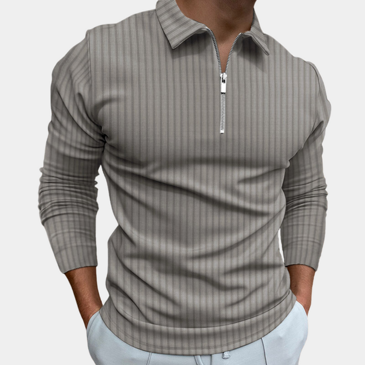 Camisa polo de manga larga para hombre, cómoda y con rayas. Perfecta para el estilo diario de otoño.