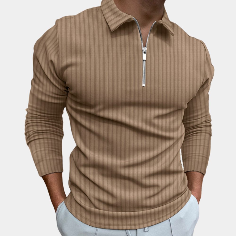 Polo de manga larga para hombre con rayas, ideal para otoño e invierno. Estilo clásico y ropa cómoda.