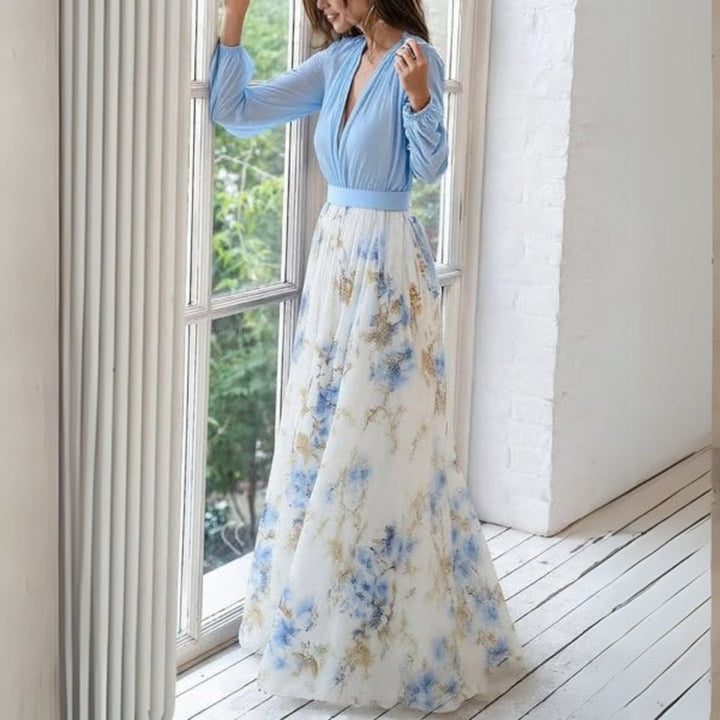 Maxivestido de verano floral para mujer, diseño elegante y fluido, perfecto para ocasiones casuales o fiestas.