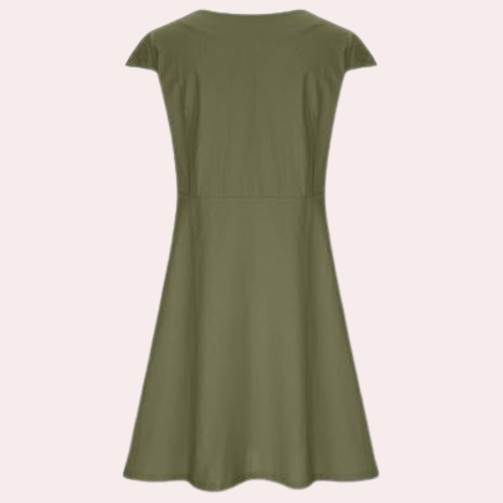 Vestido midi casual con colores vibrantes para mujer. Estilo diario, cómodo y a la moda para primavera/verano.