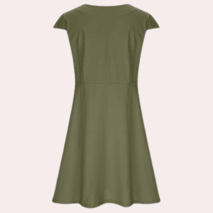 Vestido midi casual con colores vibrantes para mujer. Estilo diario, cómodo y a la moda para primavera/verano.