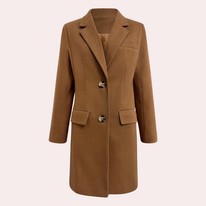 Trenchcoat chic de mujer, abrigo largo de ropa exterior para otoño-invierno.