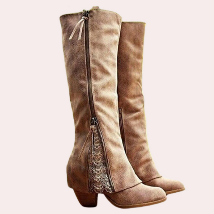 Botas de tacón alto de cuero para mujer, estilo sofisticado. Perfectas para otoño e invierno.