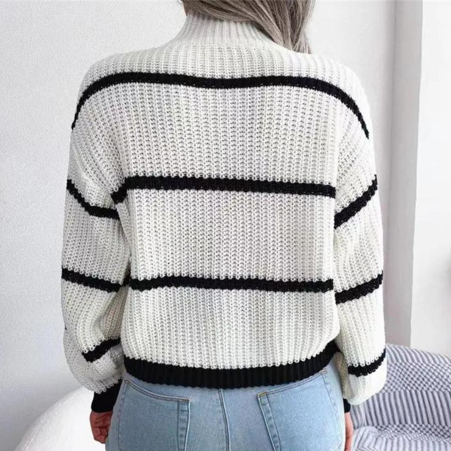 Suéter elegante de cuello alto para mujer, combina estilo y comodidad para atuendos de invierno.